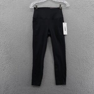 RBX Active Womens High Waisted Ankle Leggings Black Side Pockets NEW